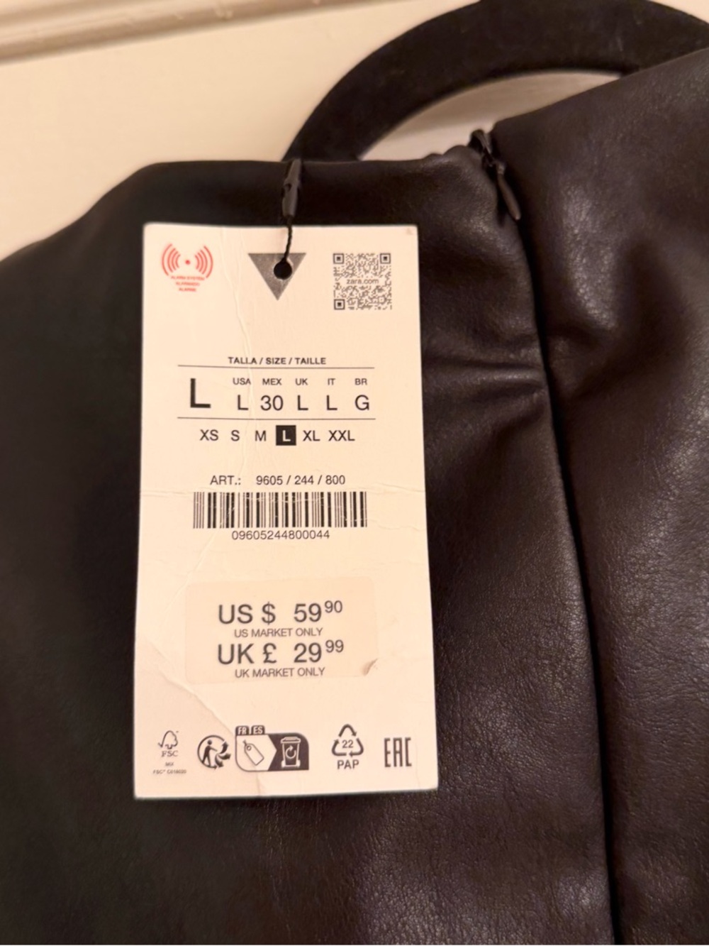 Zara Black Faux-Leather Draped Mini Dress - Picture 6 of 7